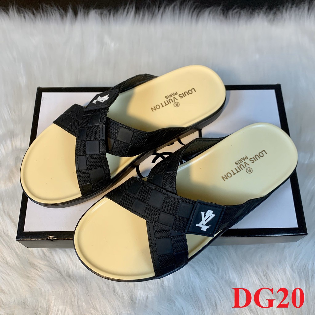 Dép quai chéo LOUIS VUITTON dép Unisex nam nữ đế cao su êm chân bền chắc thời trang