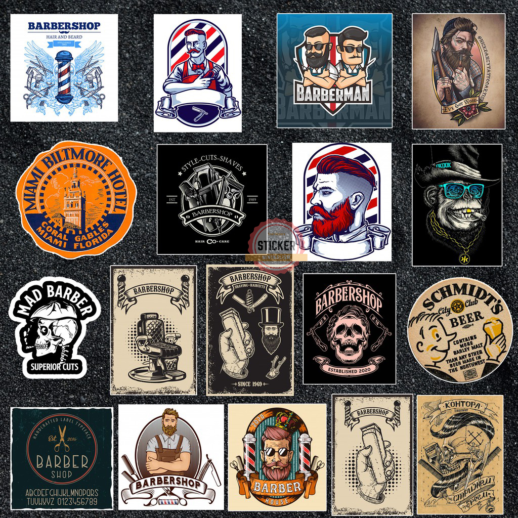 Sticker Barber chống nước sticker dán laptop, điện thoại, đàn guitar, mũ bảo hiểm