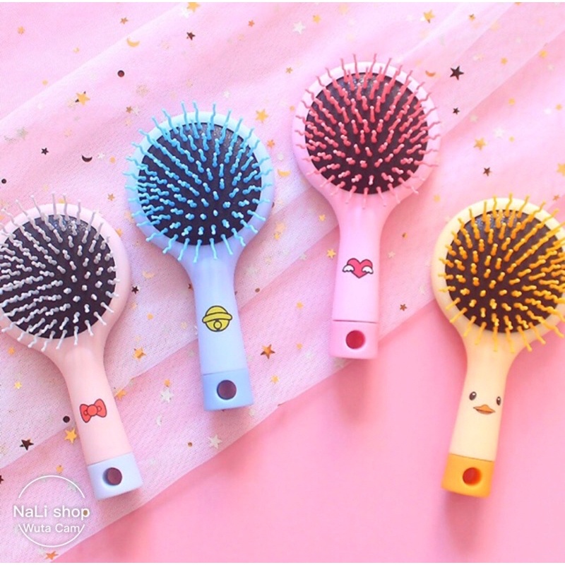 Lược gai có gương in hình siêu cute - giao ngẫu nhiên nếu hết màu ❇Lược massage đầu, bỏ túi, đi học, chải tóc