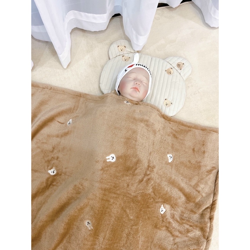 Chăn lông tuyết cho bé phong cách Hàn Quốc kích thước 85x130cm Chăn xuất Hàn siêu nhẹ, mềm mại, ấm áp