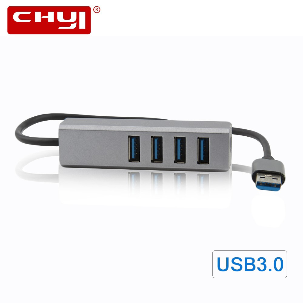 CHYI USB Hub 3.0 4-port USB3.0 high-speed splitter adapter with DC 5V / 2A power supply port for laptop PC phone