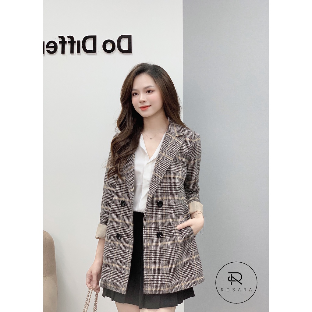 ÁO VEST DẠ KẺ NỮ 2 LỚP CÓ ĐỘN VAI KH01 | BigBuy360 - bigbuy360.vn