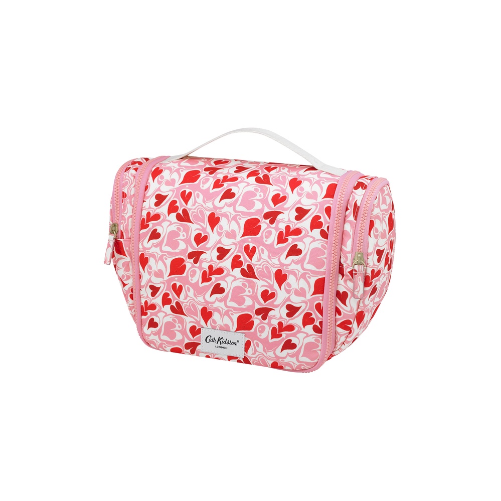 Cath Kidston - Túi đựng đồ dùng nhà tắm/Large Travel Wash Bag - Marble Hearts Ditsy - Pink -1042726