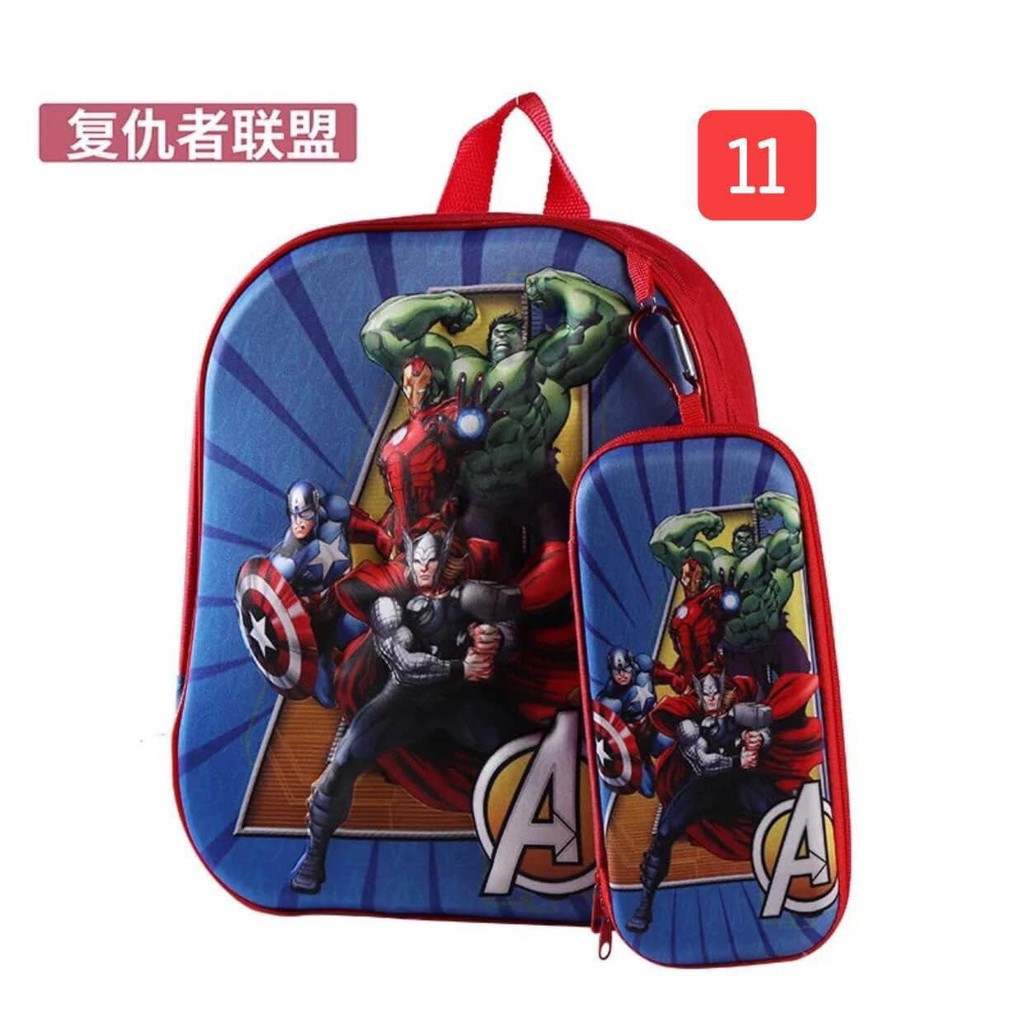 Balo học sinh 3d kèm hộp bút cho bé hình các nhân vật hoạt hình