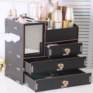 TỦ GỖ 4 TẦNG ĐỰNG ĐỒ TRANG ĐIỂM CÓ GƯƠNG SOI CAO CẤP- HỘP GỖ ĐỰNG MỸ PHẨM, ĐỒ DÙNG CÁ NHÂN SIZE LỚN- LÀM BẰNG GỖ THƠM