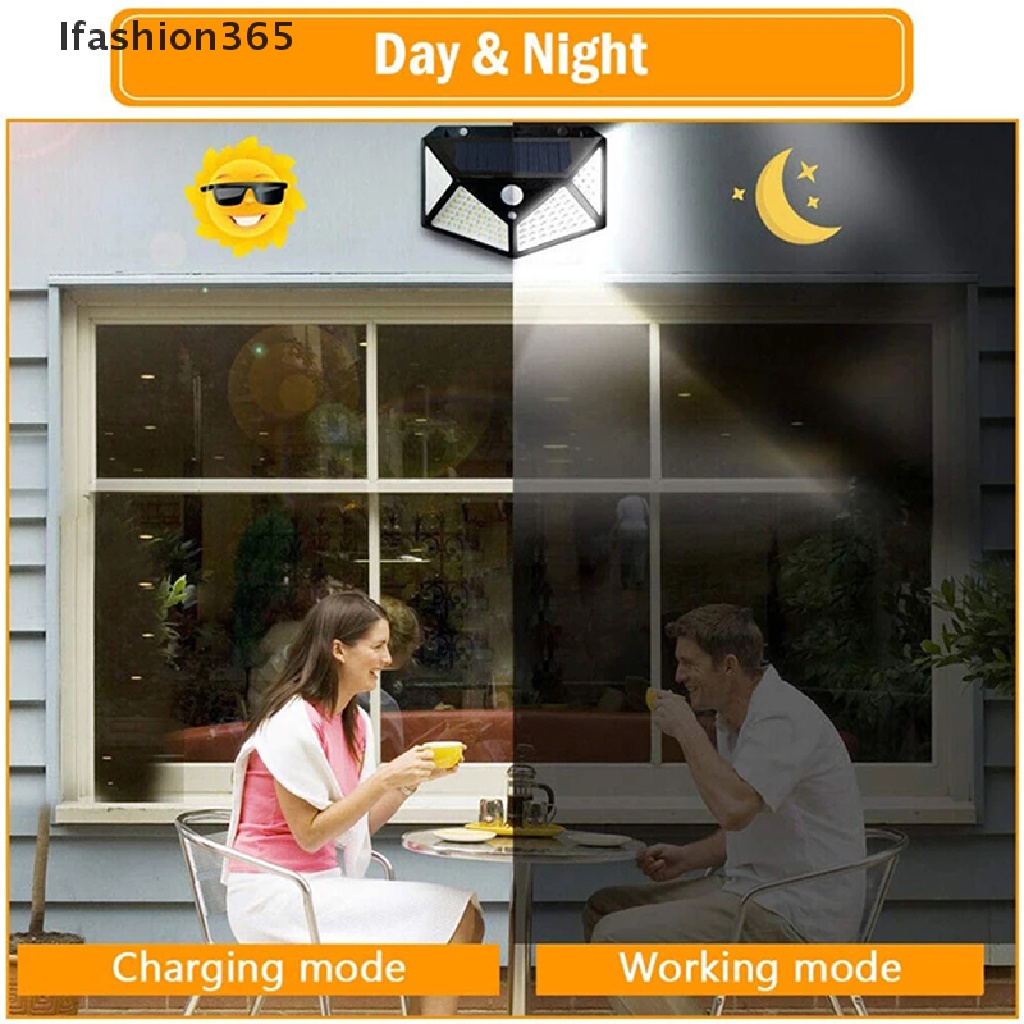 Ifashion365 Waterproof Solar Light 100 LED Outdoor Solar Lamp PIR Motion Sensor Wall Light VN