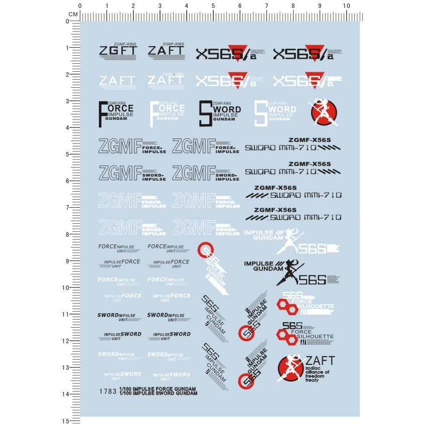 Decal nước dán mô hình MG RG MB gundam Destiny | Force Impulse Sword Blast Canon Custom - Water sticker