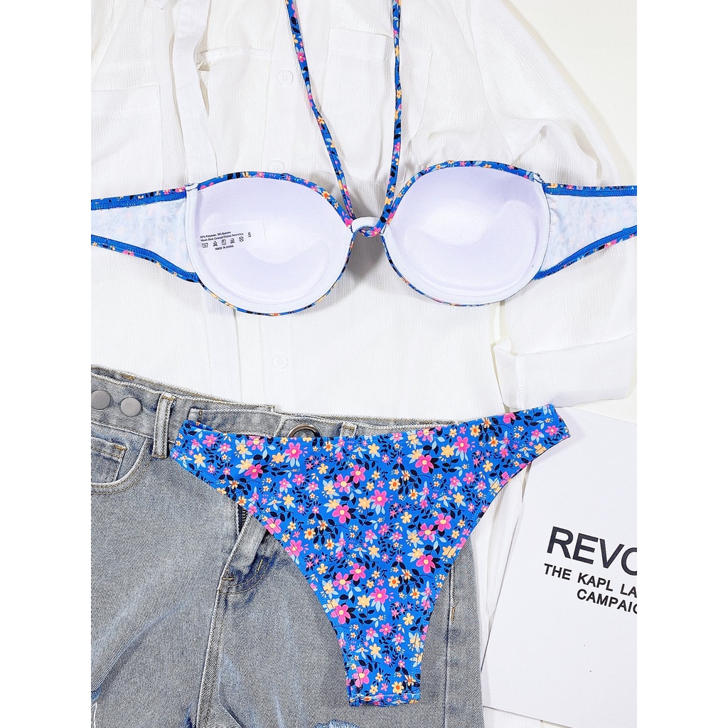 [BKN1627] &lt;ÂU&gt; SET BIKINI XANH HOA NHÍ (CÓ GỌNG)