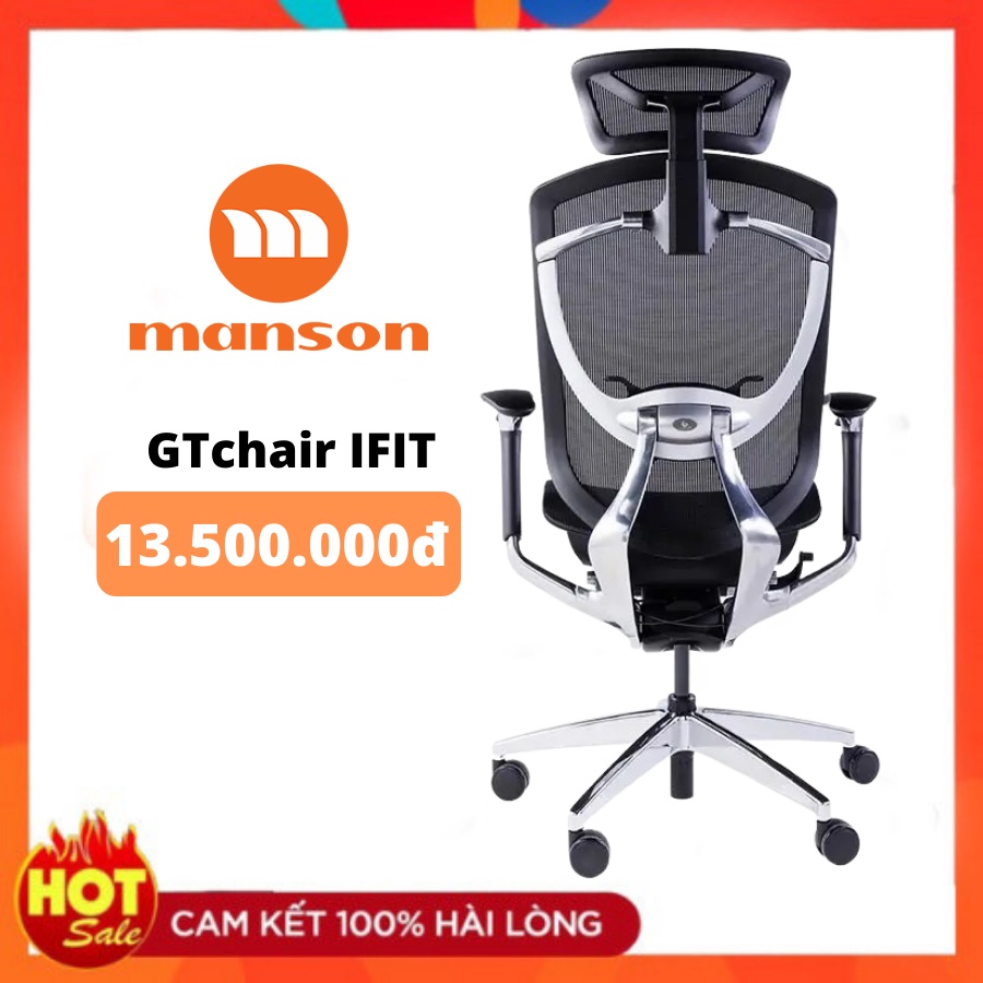[Chính Hãng] Ghế Công Thái Học GTchair Ifit Smile Full Lưới - Màu Đen, Xám