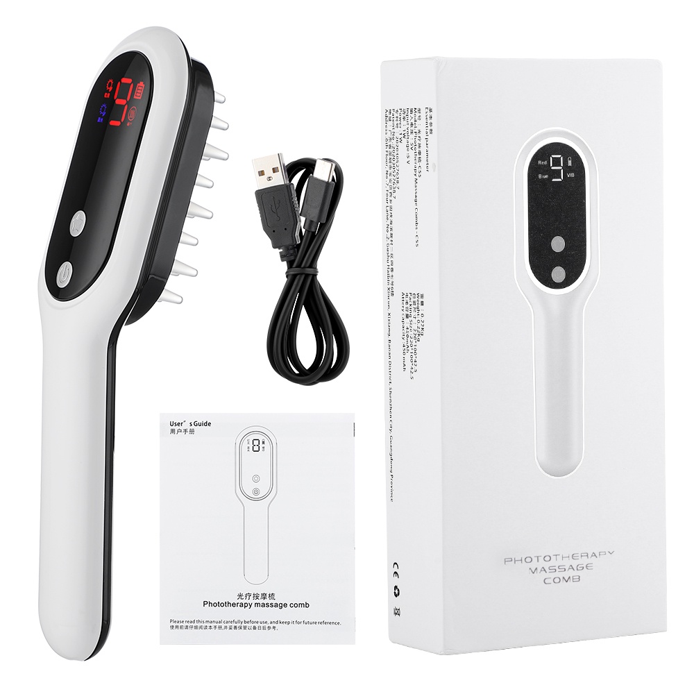 Lược Điện Mát Xa Da Đầu Chống Rụng Tóc Tích Hợp Đèn LED
