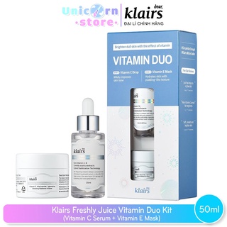 Bộ Kit Dưỡng Trắng Da Klairs Freshly Juice Vitamin Duo (Klairs Vitamin C Drop 35ml + Klairs Vitamin E Mask 15ml)