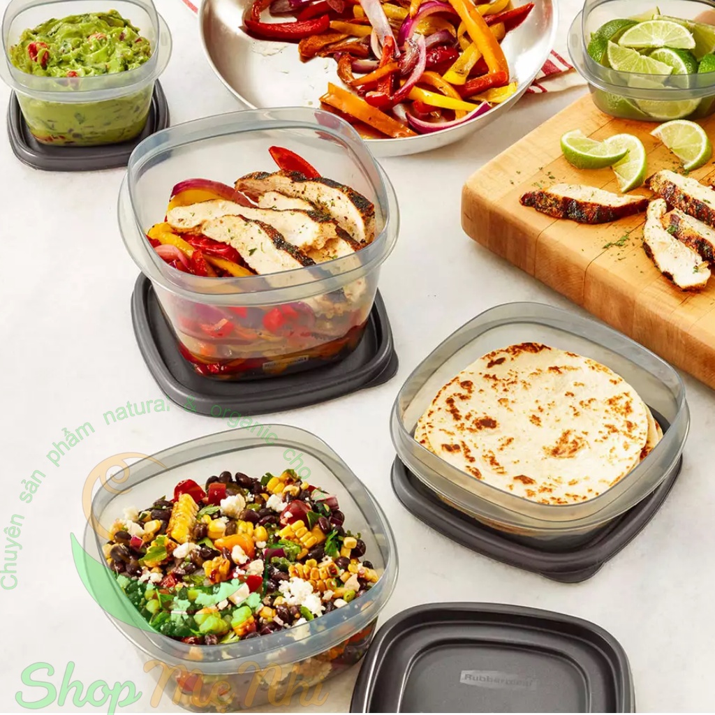 Set hộp RUBBERMAID easy find lids nắp đen dòng kháng khuẩn 46 chi tiết.