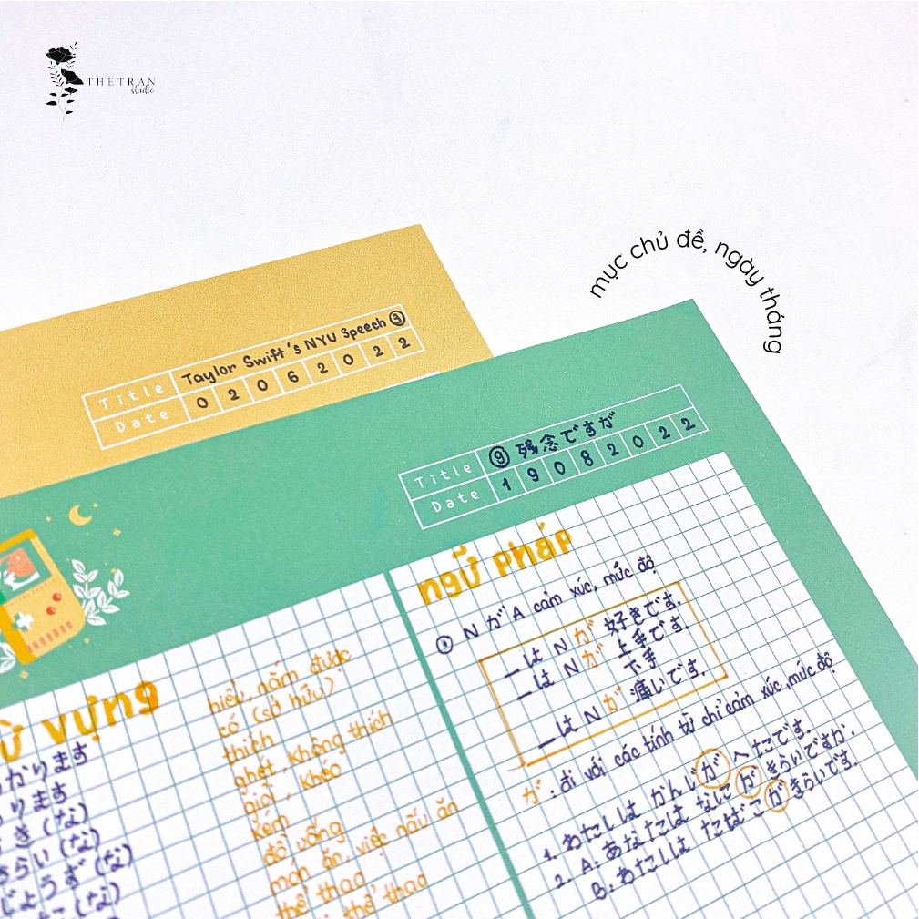 Bộ 10 tờ giấy ghi chép kẻ caro - A4, B5, A5, A6 - dọc, ngang retro / retro notepad / thetranstudio