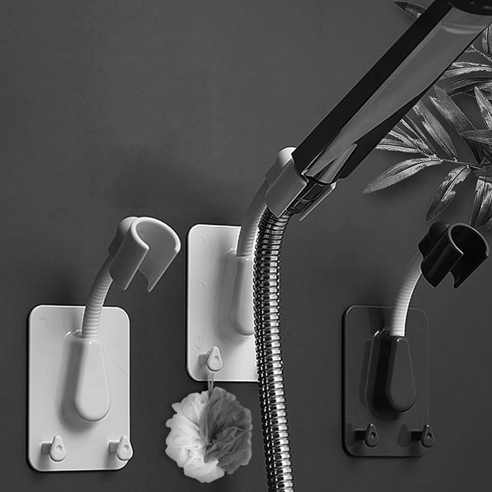 Giá Đỡ Đầu Vòi Hoa Sen Gắn Tường Tự Dính Với 2 Móc Treo Tiện Dụng