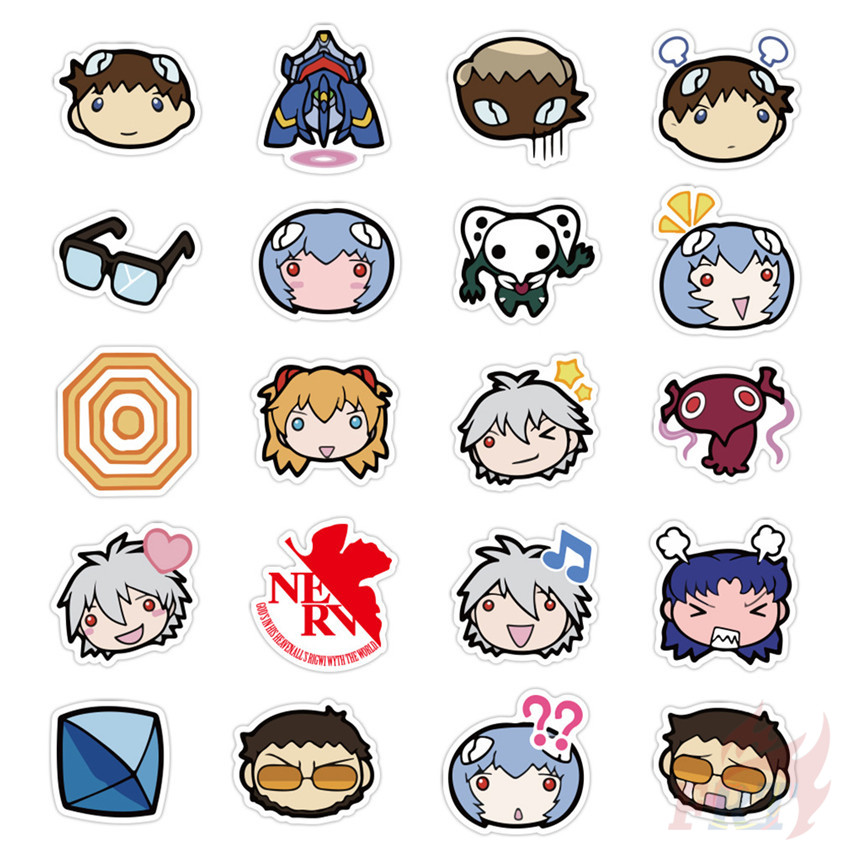 Set 40 miếng dán hình nhân vật Neon Genesis Evangelion Ayanami Rei dùng trang trí nhật ký/laptop/vali/ván trượt