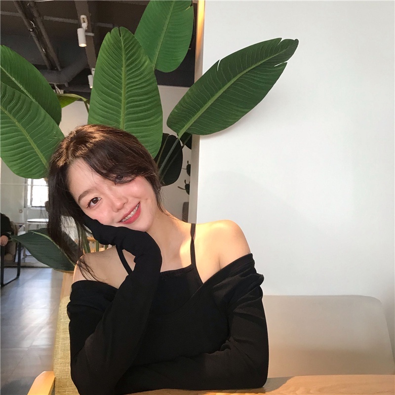 Áo Thun Tay Dài Trễ Vai Thời Trang Mùa Thu Cho Nữ