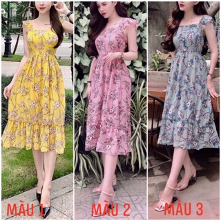 Bán Sỉ Đầm hoa maxi đuôi cá tay cánh tiên nữ tính DVCC98