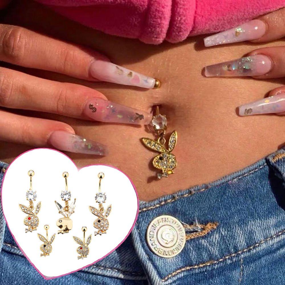 Cần Gạt Rốn Trang Trí Móng Tay Hình Thỏ Thanh Lịch Hợp Thời Trang Cho NữKhuyên Rốn Phong Cách Hàn Quốc Cá Tính