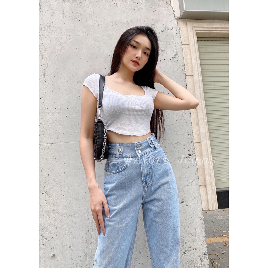 [XU HƯỚNG DENIM]Quần Jean Nữ  Aiori Quần Jean Ống Suông Trơn Bò Ống Rộng Lưng Cao Kiểu Quần Bò Nữ Cao Cấp_Mã 3404