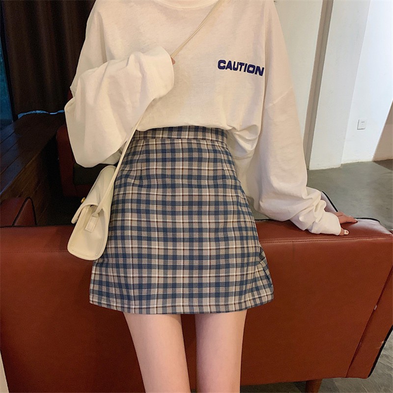 Set Chân Váy Caro & Áo Thun Dài Tay 🎁 Nana's House - FREESHIP 🎁 Bộ chân váy nữ kẻ caro kèm áo thun Cautio SIÊU HOT | BigBuy360 - bigbuy360.vn