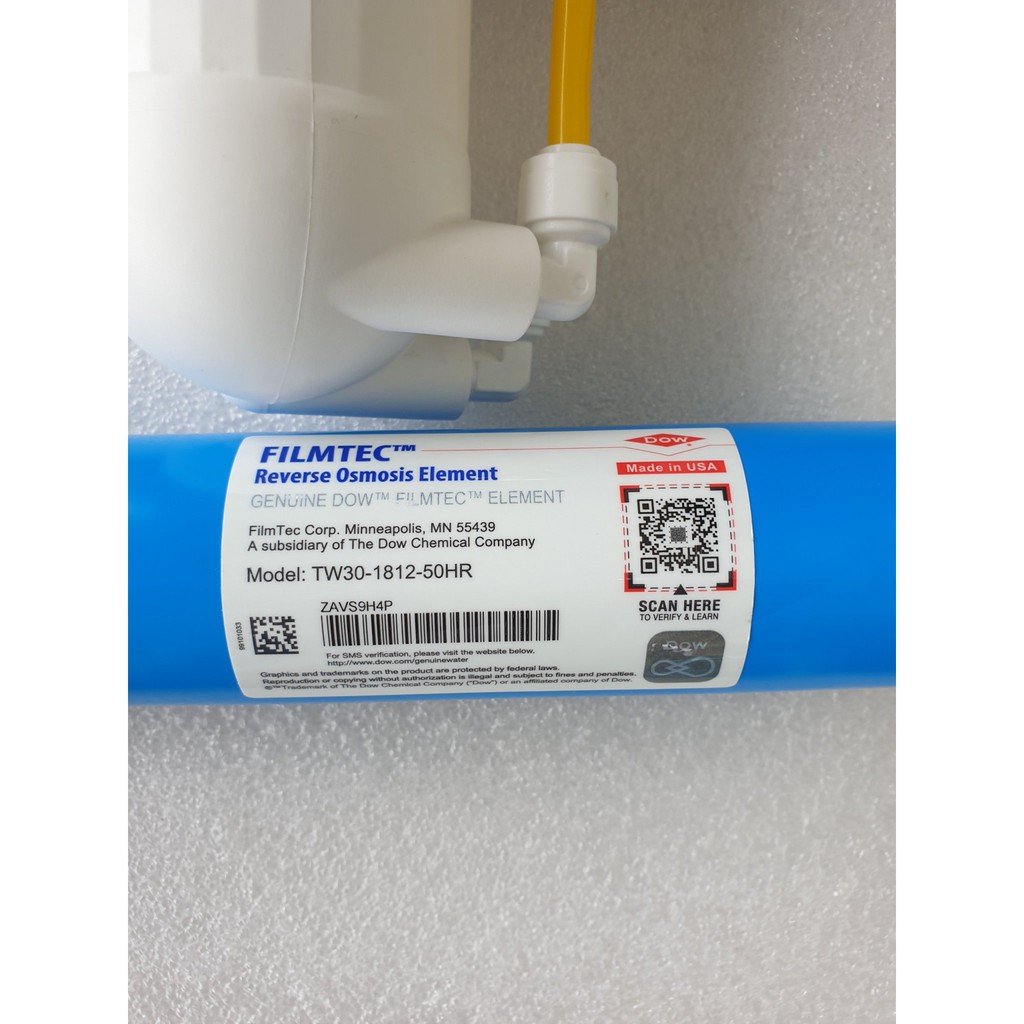 Bộ Vỏ màng lọc RO Trắng kèm Màng RO Dow Filmtec™, co, van 1 chiều, van xả flow 300