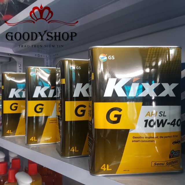 Combo 4 thùng Dầu nhớt động cơ xăng cao cấp bán tổng hợp Kixx G1 10W-40Thùng thiếc 4lít GOODYSHOP