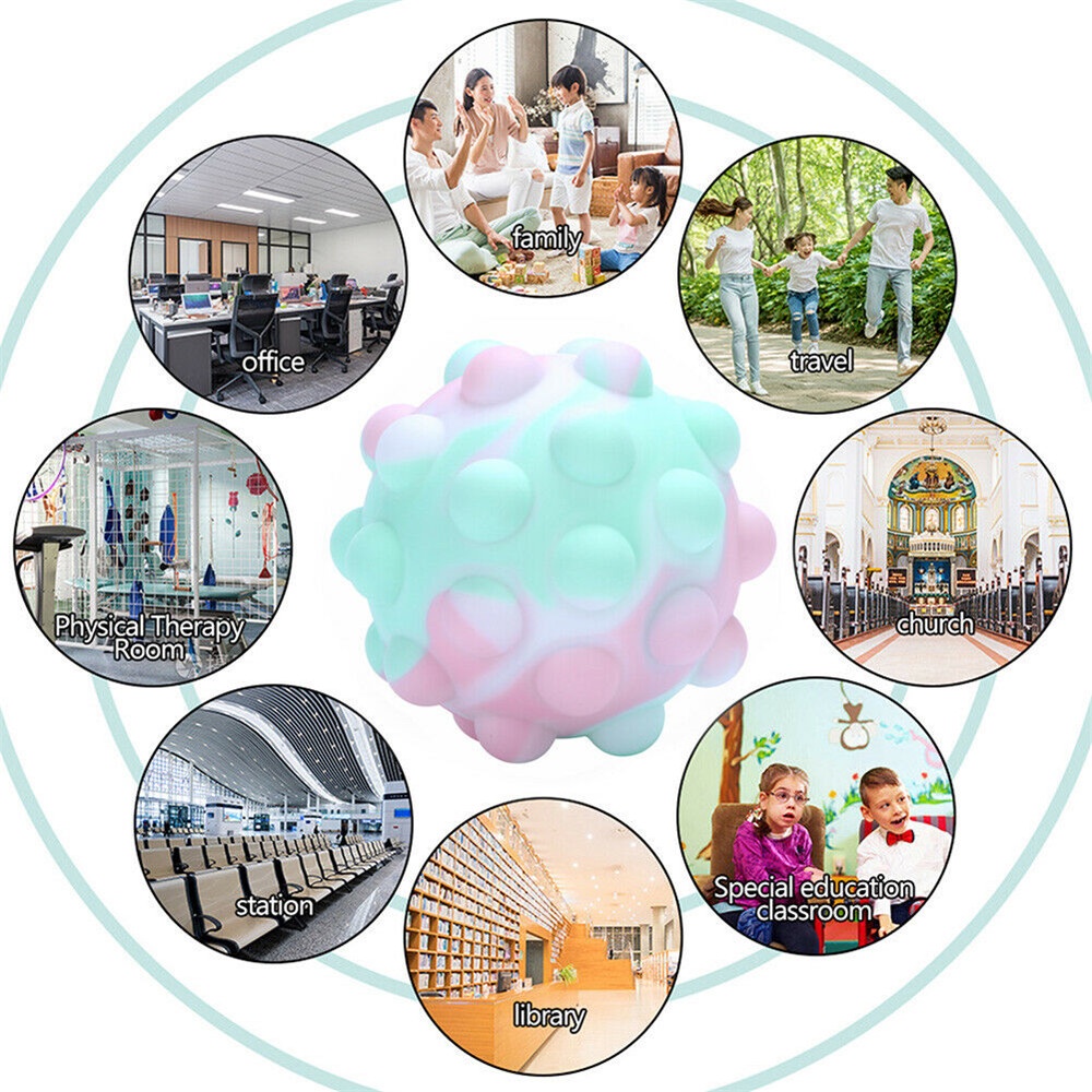 Đồ chơi bóp bong bóng giúp giảm căng thẳng hình quả bóng silicon nhiều màu tùy chọn