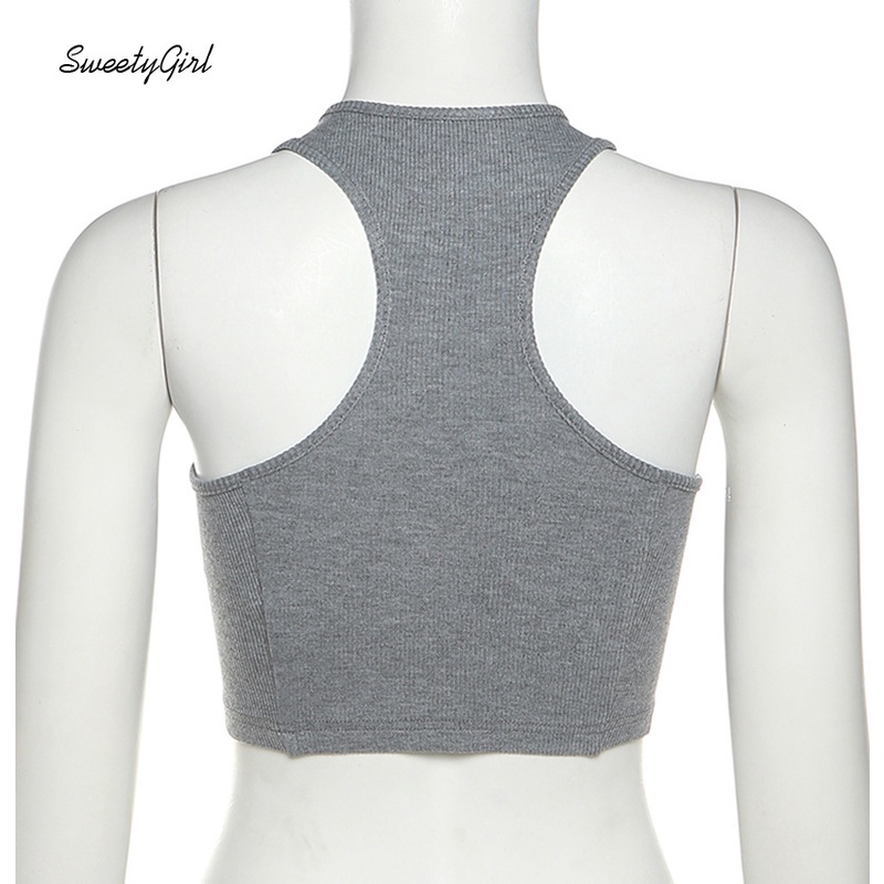 Áo Tank Top Sát Nách Cổ Tròn In Họa Tiết Chữ Hoạt Hình Thời Trang Cho Nữ