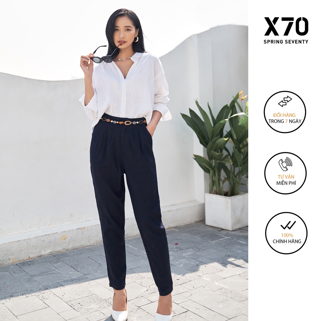 Quần Linen Nữ Trơn Thiết Kế Kiểu Dáng Baggy Thời Trang X70 - 05590016