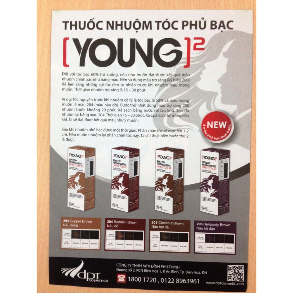 Thuốc nhuộm tóc Young đủ màu 60g x 2 (kèm oxy)