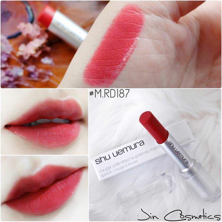 ✿ Son SHU UEMURA 187 ĐỎ TRẦM RƯỢU VANG  vỏ đen  #THUYNGA.BEAUTY.SHOP#
