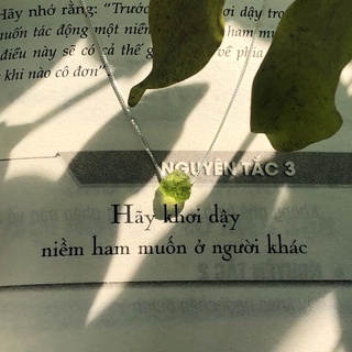Vòng cổ dây chuyền bạc ta Peridot thô