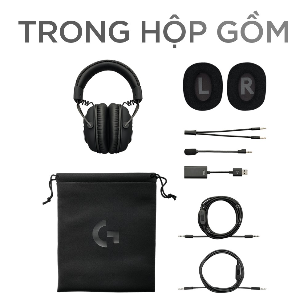 Tai nghe game Logitech G Pro X - Mic Blue Voice, âm thanh vòm, màn loa Pro-G 50mm, đệm tai cao su non