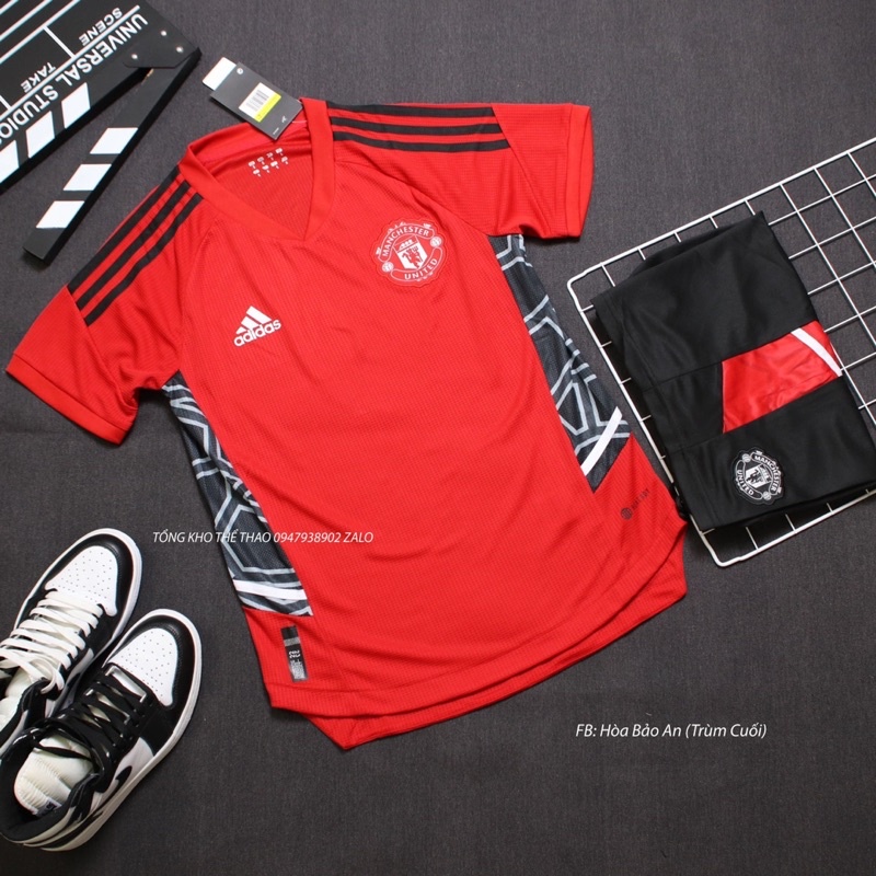 Bộ quần áo đá banh CLB MU Training màu đỏ 2023 hàng cao cấp Thailand