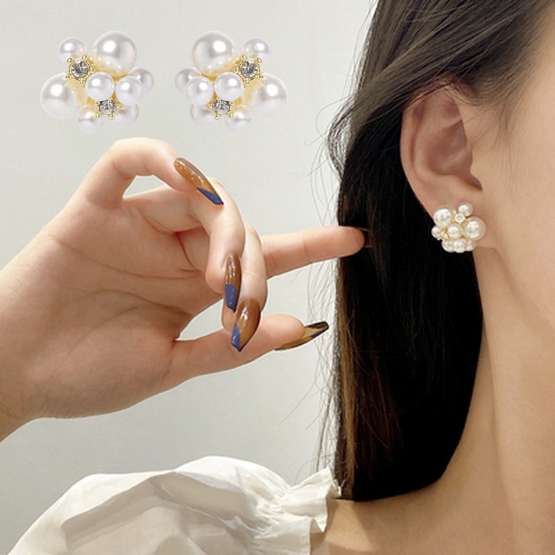 1 Đôi Bông Tai Hình Pháo Hoa Đính Ngọc Trai Nhân Tạo Thời Trang Đơn Giản Dành Cho Nữ