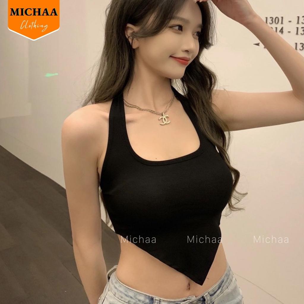 Áo Croptop YẾM CHOÀNG CỔ VẠT NHỌN Hở Lưng Nữ Thun, Áo Croptop Kiểu Ôm Body Đẹp 2 Màu - MICHAA