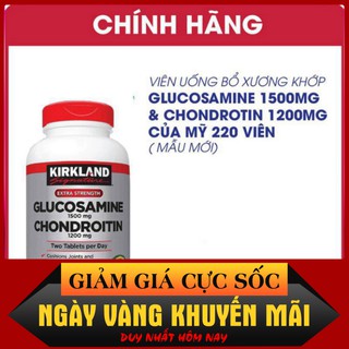 GIÁ CỰC KHỦNG  Viên Uống Bổ Sụn Khớp Của Mỹ Kirkland Glucosamine 1500mg Chondroitin 1200mg 220 Viên GIÁ CỰC KHỦNG