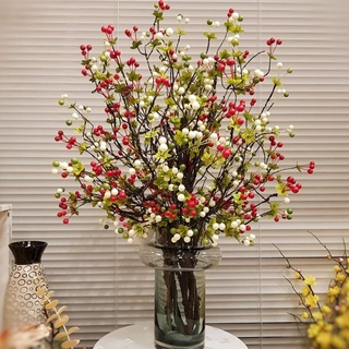 Cành hoa giả, đào đông đỏ, tuyết sơ ri cổ cao cấp, lá táo mốc, ô liu cắm điểm hoa mộc lan, trang trí nhà đẹp