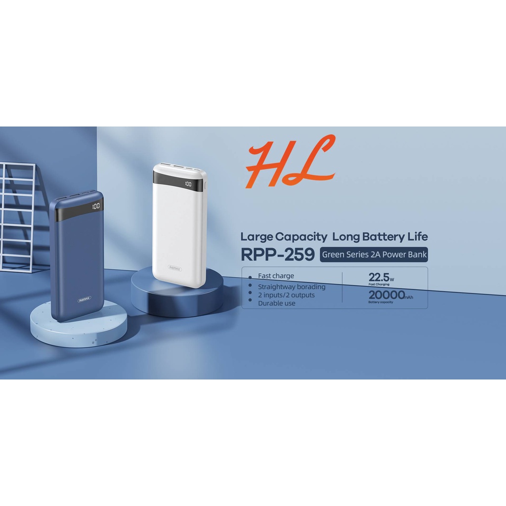 Pin Dự Phòng Remax RPP-259 20000mAh (2 Cổng Input / 2 Cổng Output) - BH 12 Tháng - Hunglongpc