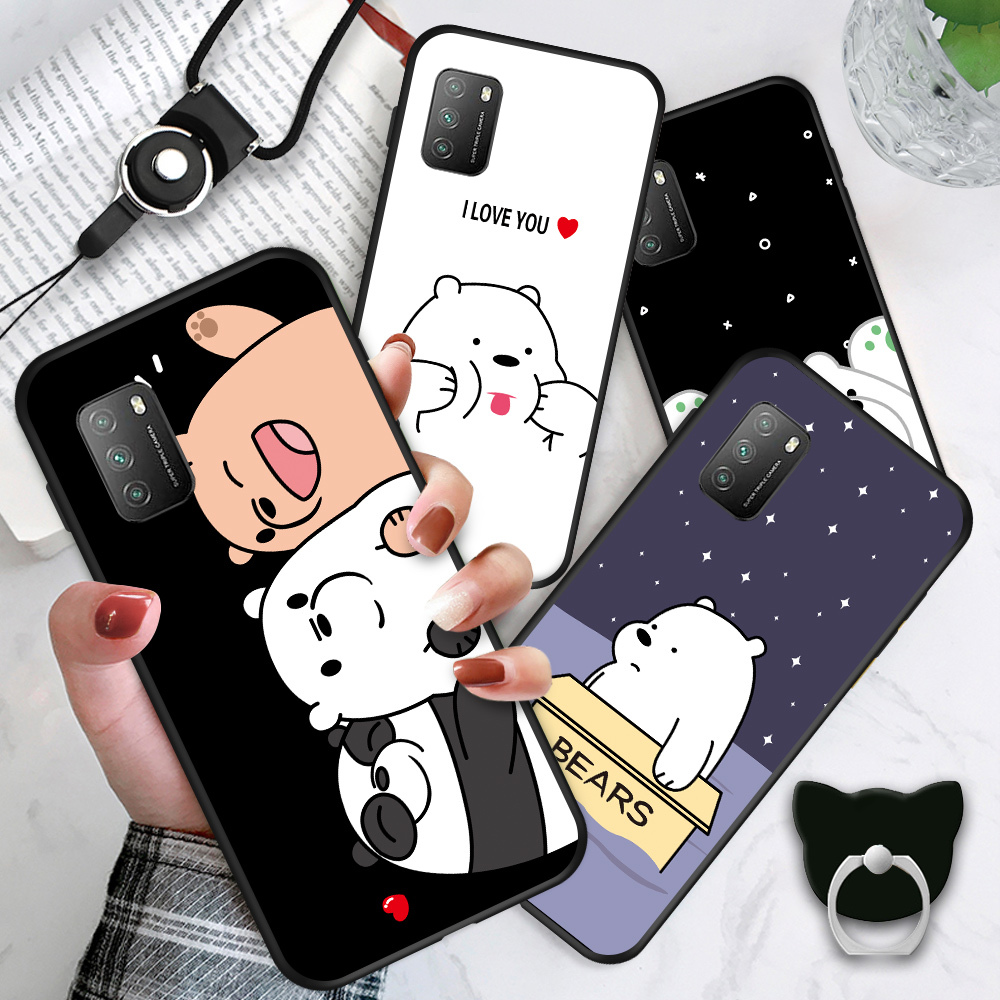 Ốp lưng điện thoại Xiaomi Poco M3 Pro Poco M3 Pro 5G Phim hoạt hình dễ thương Anime We Bare Bears Vỏ cô gái Chàng trai đáng yêu Chống sốc TPU silicon mềm mại Hontinga Vỏ