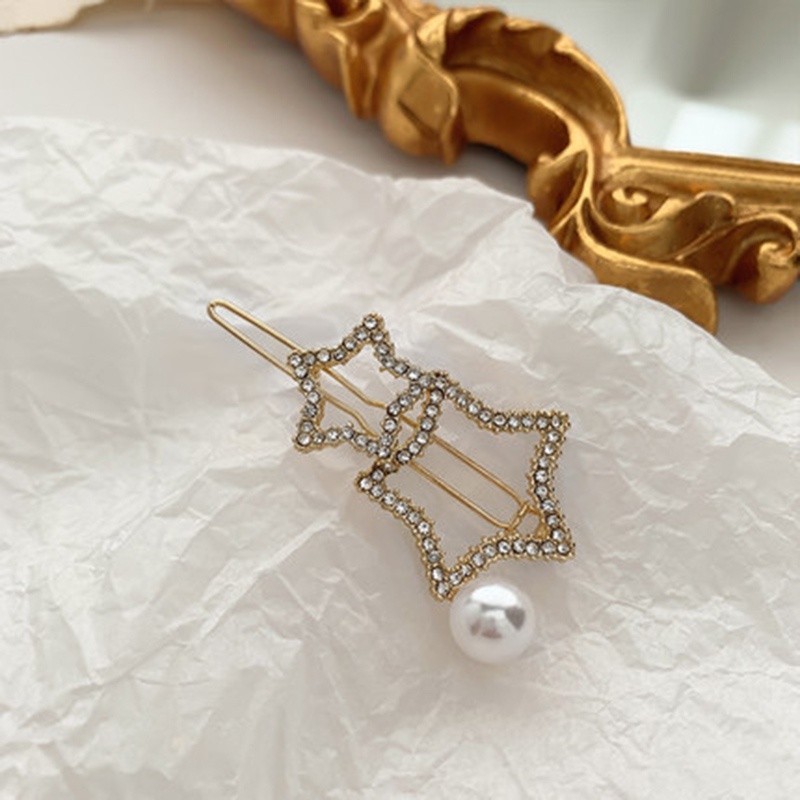 Kẹp Tóc Hình Ngôi Sao Đính Đá Ngọc Trai Nhân Tạo Thời Trang