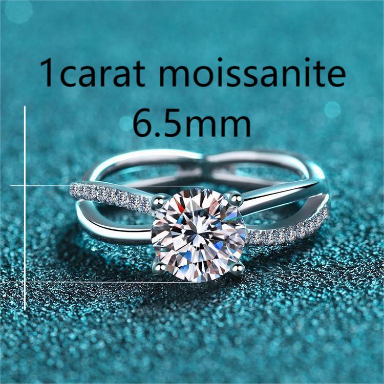 XDY-879 Nhẫn nữ bạc 925 Sterling, 1 carat Moissanite (có giấy chứng nhận)