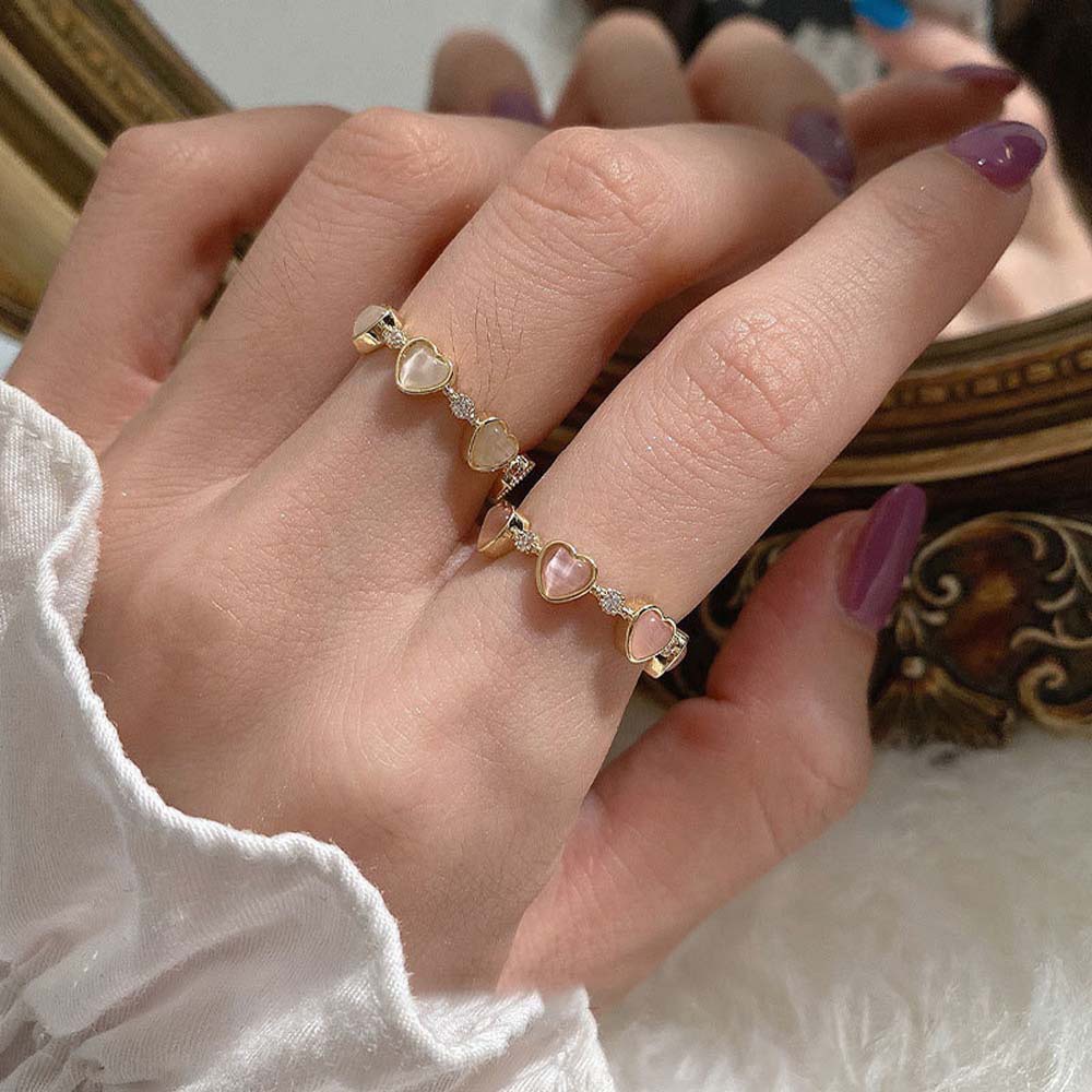 Nhẫn Hở Hình Trái Tim Đính Đá Zircon Thời Trang Hàn Quốc Cho Nữ