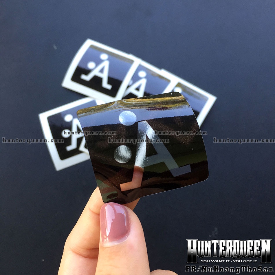 Combo 4 logo chữ AA [4 x 4cm] bựa nhân trong suốt xuyên thấu. Decal cao cấp chống nước không bay màu