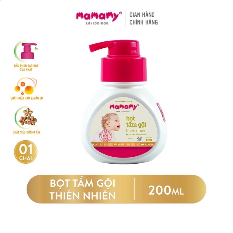 Bọt tắm gội thiên nhiên Mamamy 200ml nhiều hương