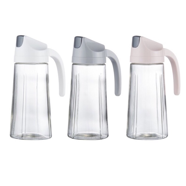 Bình rót dầu thủy tinh nắp đóng mở tự động - Bình đựng dầu ăn, nước nắm, xì dầu đa năng 600ml - Time 365