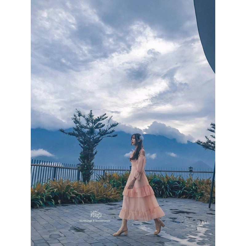 Đầm maxi trễ vai hai dây tầng đi biển du lịch (Ảnh thật trãi sàn) | BigBuy360 - bigbuy360.vn