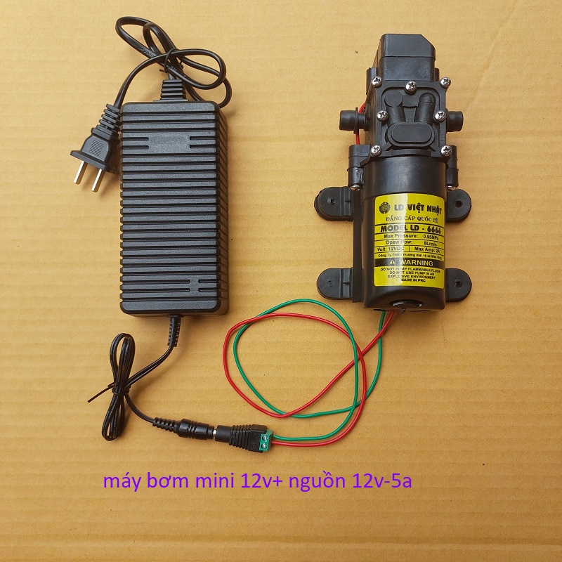Máy bơm nước mini 12V áp lực cao + nguồn 12v-5a