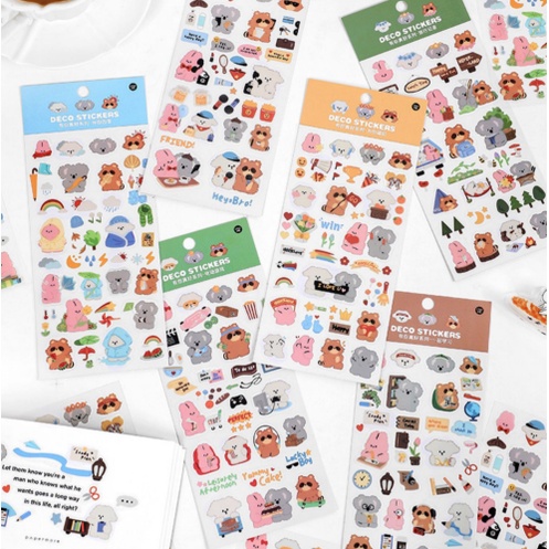 Sticker PET trong suốt hình động vật đáng yêu trang trí toploader và sổ tay | BST125