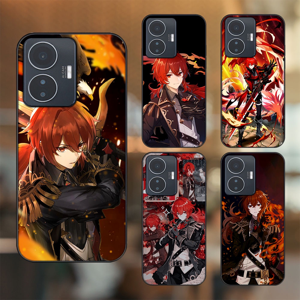 Ốp lưng Vivo Y55 2022 viền đen in hình Diluc Genshin Impact